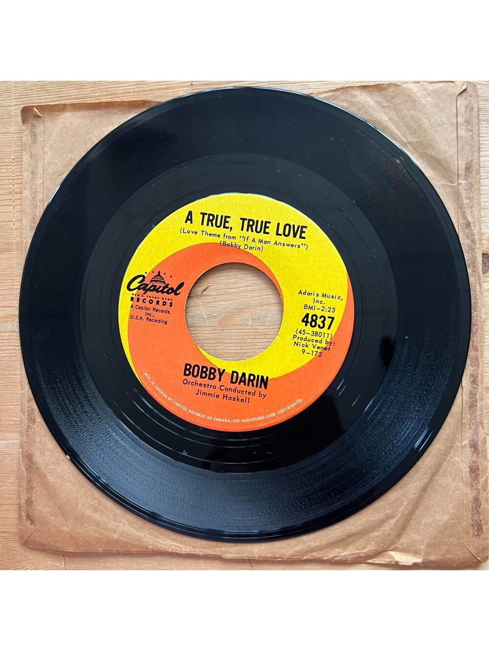 Bobby Darin - A True, True Love/If a Man Answers 45rpm VG+ R20